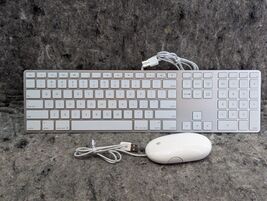 Apple Slim USB Wired Keyboard A1243 &amp; Apple A1152 Optical Mouse Works Great - $21.99