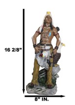 Native Tribal Indian Warrior Hunter Holding Axe With Bald Eagle Figurine - £47.26 GBP