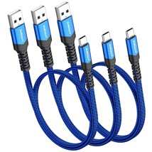 Usb C Cable 1.5Ft [3Pack], 18W Flat Usb-A 2.0 To Type-C Fast Charger Cord Braide - £12.57 GBP