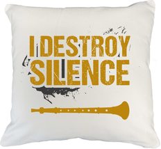 Make Your Mark Design I Destroy Silence. Musician White Pillow Cover for Clarine - £19.73 GBP+
