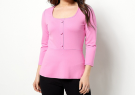 Girl With Curves Ponte Knit Square Neck Top Fuchsia Pink, Large - £15.79 GBP