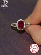 Ruby Real Echt 925 Sterling Silver Party Cocktail Ring For Cute Women Female Fri - £77.26 GBP