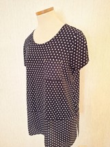 Calvin Klein Size M 8 10 Cap Sleeve Polka Dot Tunic top blouse w/ chest ... - $12.64
