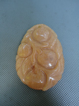 Vintage New Old Stock Natural Carved Yellow Aventurine Pendant 1 7/8&quot; X 1 3/8&quot;  - £11.84 GBP