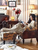 French Vintage High-Back Floral Tiger Armchair with Ottoman  American R... - $1,699.00