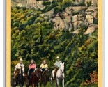 Horseback Riders at Chimney Rock North Carolina NC UNP Linen Postcard P23 - £3.52 GBP
