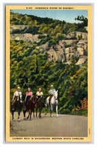 Horseback Riders at Chimney Rock North Carolina NC UNP Linen Postcard P23 - £3.45 GBP