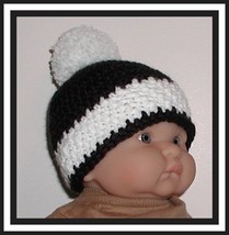 Black And White Baby Beanie Boys Hat Newborn 0-6 Months Boy Snowball Top - $10.00