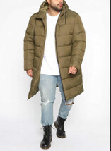 Mens Long puffer jacket 2XL olive green - $89.00