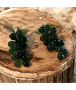 2 Vintage Green Lucite Grapes Clusters Bunches with Leaves Wire Vine App... - $33.66