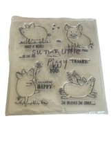 This Little Piggy Clear Acrylic Stamps Flying Pig Funny Humor Thanks Happy - £9.45 GBP