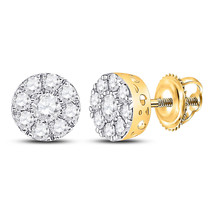 10kt Yellow Gold Womens Round Diamond Flower Cluster Earrings 3/4 Cttw - £654.03 GBP