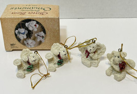 VTG Giftco Set of 4 Miniature Polystone Glitter Bear Angel Christmas Ornaments - £8.39 GBP