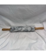 White Gray Marble Rolling Pin 18” Long Barrel Wood Handles Heavy Kitchen - $419.30 MXN