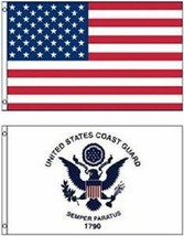Wholesale Combo Lot 2&#39; X 3&#39; Usa American &amp; Us Coast Guard 2 Flag Banner 2X3 - £23.76 GBP