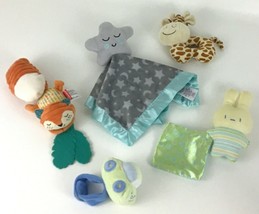 Stuffed Plush Baby Rattle Toys 5pc Lot Lovey Star Blanket Giraffe Fox Bunny Toy - £17.32 GBP