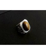 TIGER EYE POLISHED CABECHON STAINLESS STEEL FOREVER WEAR NEW SIZE 8 RING - $19.80