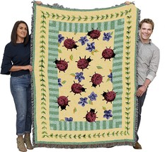 Garden Floral Gift Tapestry Throw Woven From Cotton - Made In The Usa, Lady Bug - £61.07 GBP