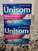 2 Unisom SleepMelts Sleep Melts Nighttime Sleep Aid Cherry 24 Tablets Exp 5/25 - £22.34 GBP