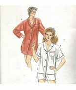 Vintage Misses Nightshirt Shorts Pajamas PJ&#39;S Kwik Sew 1483 Pattern XS-L - $11.99