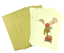 Holly Hobbie Vintage Christmas Greeting Card Lot of 6 Pulling Sled w Gifts AGC - £13.59 GBP