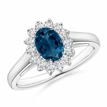 ANGARA 7x5mm Natural London Blue Topaz Princess Diana Inspired Ring in Silver - £365.00 GBP+