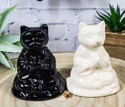 Yin Yang Zen Monk Buddha Cats Monks Meditating Ceramic Salt And Pepper S... - £13.94 GBP