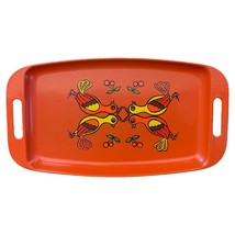 Serving Tray Mid Century Modern Quails Orange Yellow Brown   17.75 x 9.7... - $49.49