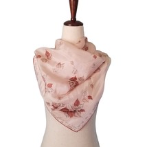 Vintage Scarf Women&#39;s Square Neutral Color Leaves Sheer Lightweight Fash... - £7.14 GBP