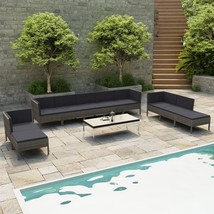 vidaXL Grey Poly Rattan 10-Piece Garden Lounge Set with Cushions - $1,497.62 CAD