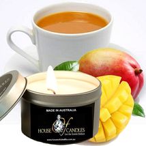 White Tea &amp; Mango Eco Soy Wax Scented Tin Candles, Vegan Friendly, Hand Poured - £11.73 GBP+