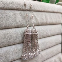 Luxury Designer 925 Sterling Silver Shining Tassel Long Earrings with Colorful C - £109.38 GBP