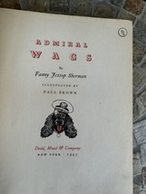 Vtg Signed 1943 Book Admiral Wags Fanny Jessop Sherman First Edition HC Antique - £42.87 GBP