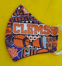 FACE MASK WASHABLE COTTON REUSABLE REVERSIBLE CLEMSON TIGERS LARGE SIZE - £3.88 GBP