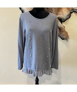 Chico’s Zenergy Gray Embelished Ruffled Sweater - $26.89