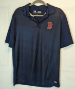 Mens Boston Red Sox Polo Shirt L Navy Blue Athletic TX3 cool - £10.30 GBP