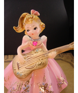 Vintage September birthday Figurine - Guitar and pink flowers - birthday... - £51.06 GBP