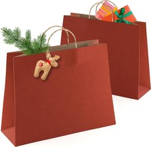 Red Kraft Paper Bags with Handles 16x6x12&quot;, 250 Pack 150 GSM Gift Shopping Bags - £189.01 GBP