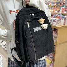 Kawaii Women Mochila Fashion Female Corduroy Travel Backpack for Teenager Girl S - £27.50 GBP