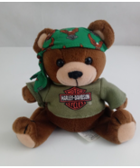 Vintage 1998 Harley Davidson Bean Bag Teddy Bear Wearing Bandana 5&quot; Plush - £9.73 GBP