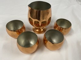 Vintage Mid Century Coppercraft Guild Cups and Stemmed Pitcher Lot of 5 - £15.09 GBP
