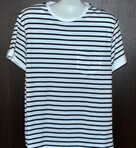 H&amp;M White Black Striped Cotton Men&#39;s T-Shirt Shirt Size L - £14.01 GBP