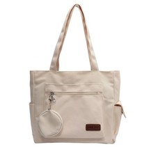 Solid Color Canvas Tote Bag for Women Multi-pocket Handbag Messenger Bag Large C - £27.87 GBP