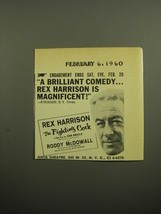 1960 The Fighting Cock Play Advertisement - Engagement ends Sat. Eve. Fe... - £11.78 GBP