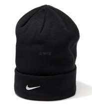 Nike Peak Standard Cuff Metal Swoosh L Beanie Unisex Hat Warm Black FB6527-010 - £37.33 GBP