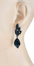 2&quot; Long Dainty Elegant Evening Teardrop Earrings Basic Black Crystals - £11.20 GBP