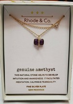 Kohl&#39;s Rhode &amp; Co. Women&#39;s Silver Plate Genuine Amethyst Necklace Pendant New - £21.29 GBP