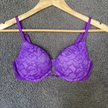 Victoria Secret Push Up Plunge Padded Violet Lace Loop Front Underwire Bra 36B - $18.50