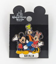 DISNEY WDW Mickey Mouse Minnie Mouse Goofy Name Pin Personalized Natalia - $17.99