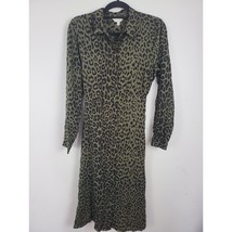 Lucky Brand Blair Leopard Print Knee Length Dress Medium Womens Green Black - $34.64